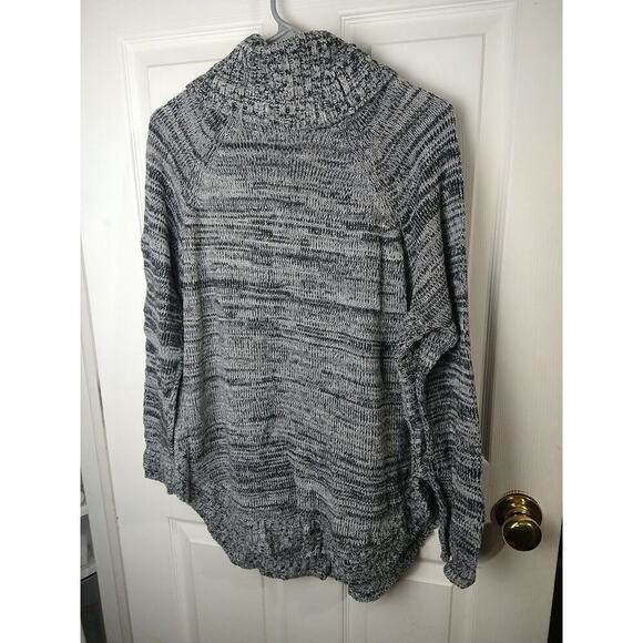 Jason Maxwell Woman M Sweater Grey White Heathered Cable Knit Long Sleeve Curved - Picture 12 of 12